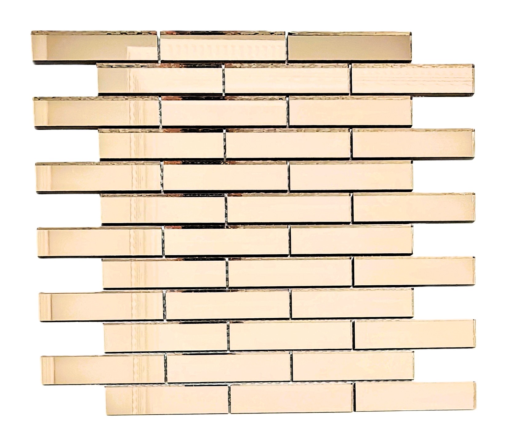 Mutfak tezgah arası ve iç dekorasyon için 23x98 Bronz Gerçek Ayna.30x30cm. T.D. Fileli  Ayna Mozaik.