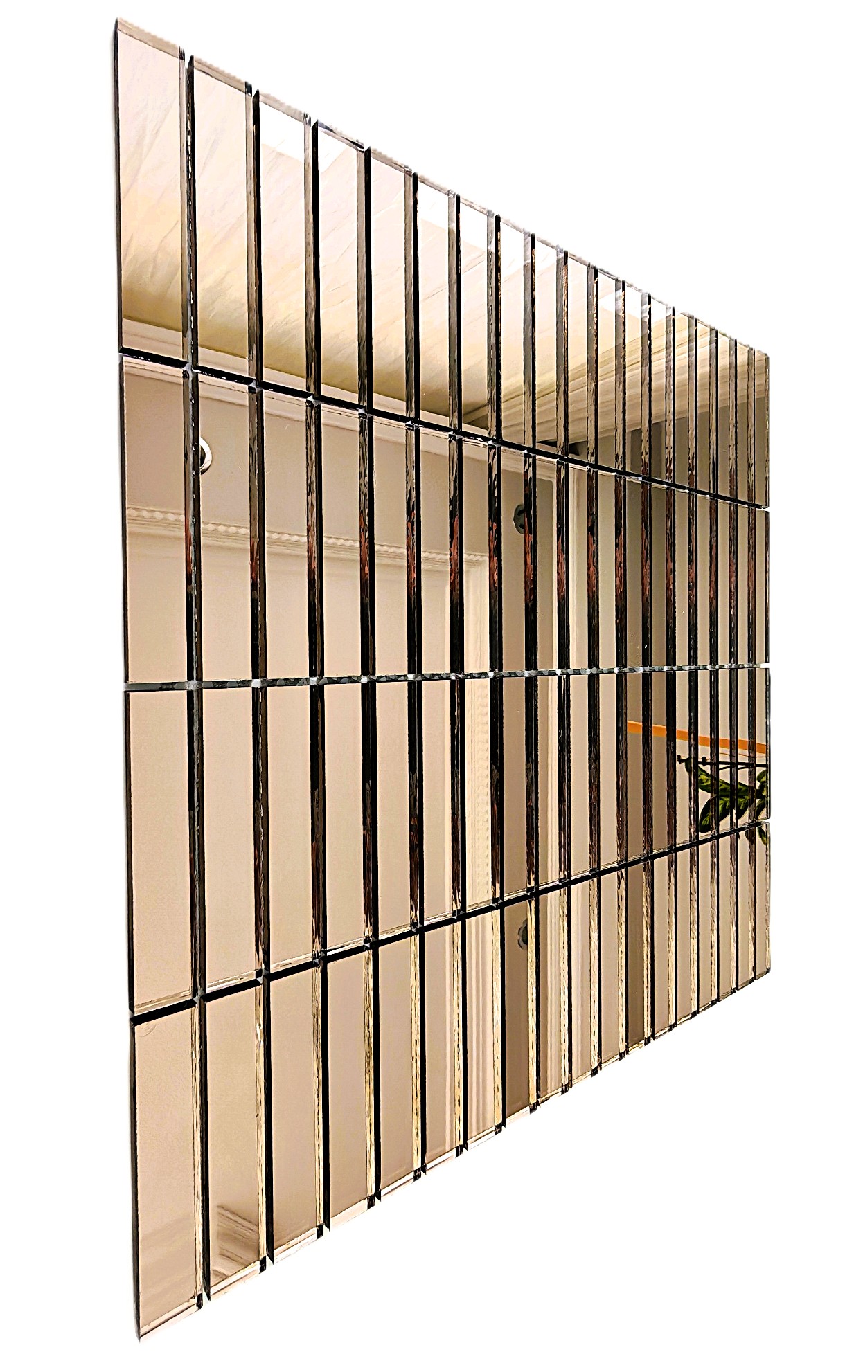 Mutfak tezgah arası ve iç dekorasyon için 15x73mm. Bronz Gerçek Ayna 30x30cm. Kitkat Fileli Ayna Mozaik.