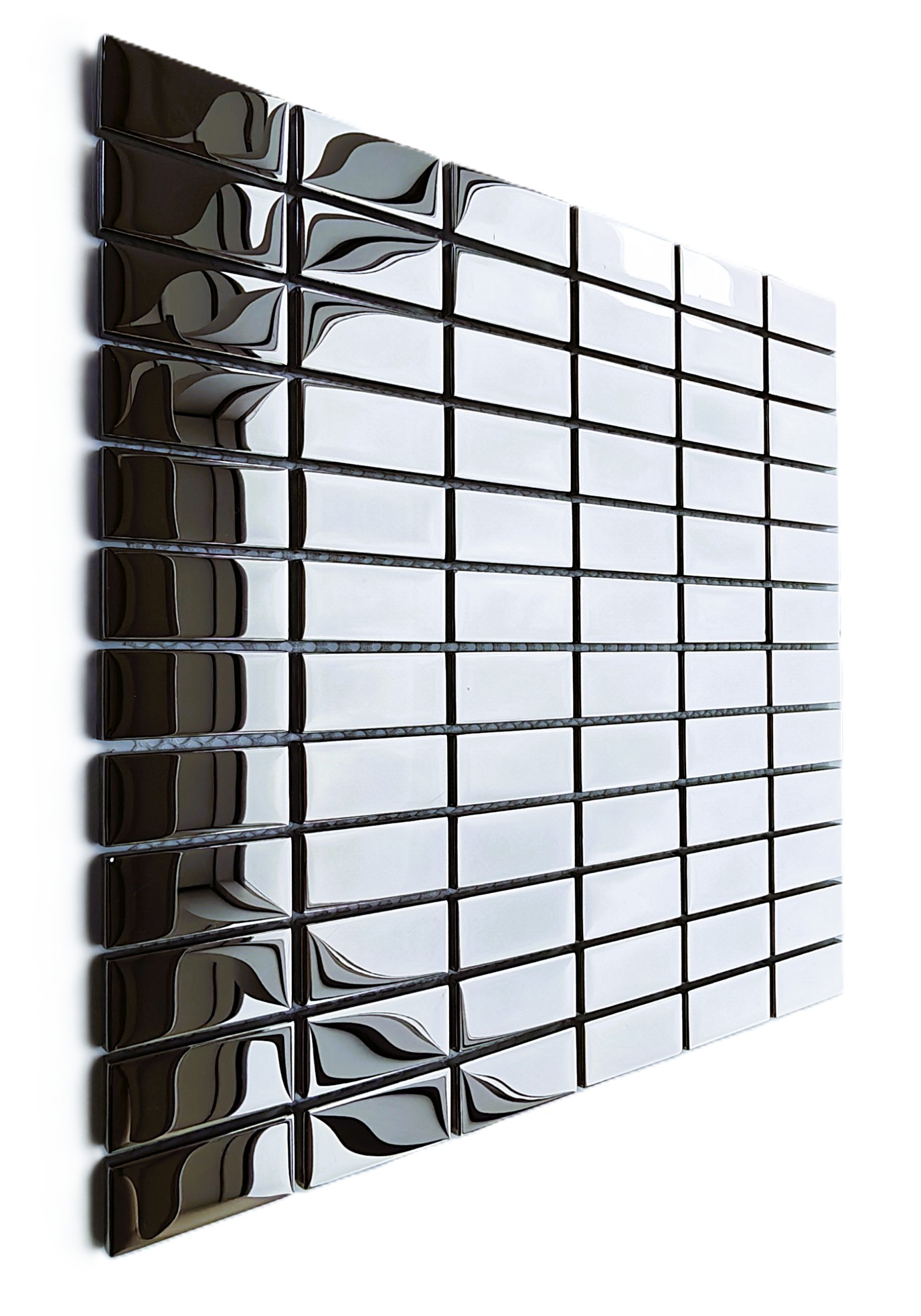 Mutfak tezgah arası ve iç dekorasyon için, 23x48x6mm. İnox 30x30cm. Fileli Kristal Cam Mozaik