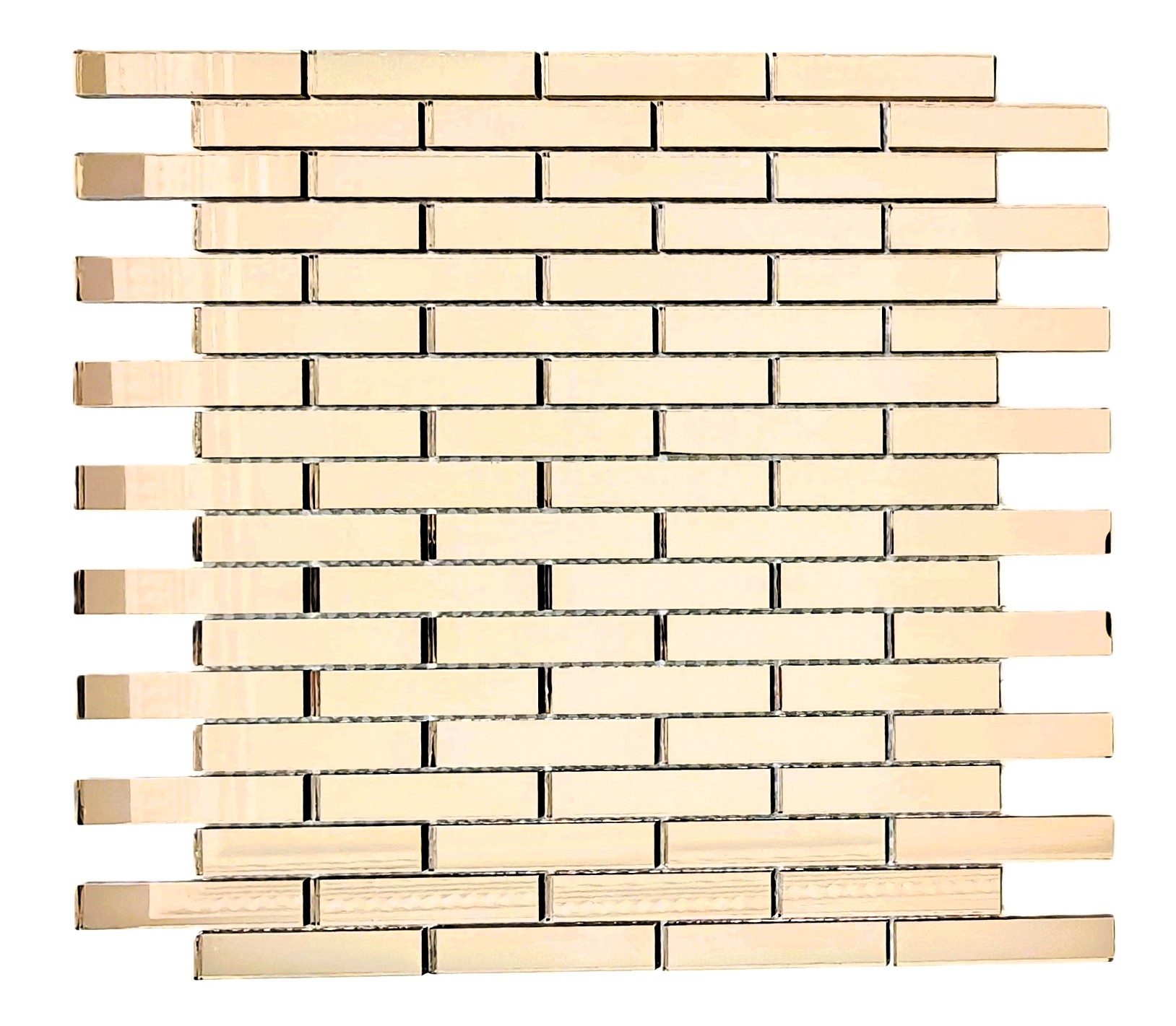 Mutfak tezgah arası ve iç dekorasyon için 15x73mm. Bronz Gerçek Ayna 30x30cm. Kitkat Fileli Ayna Mozaik.