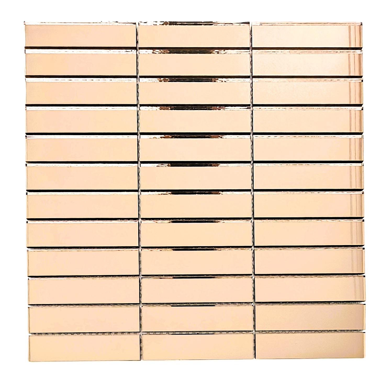 Mutfak tezgah arası ve iç dekorasyon için 23x98 Bronz Gerçek Ayna.30x30cm. Fileli  Kitkat Ayna Mozaik.