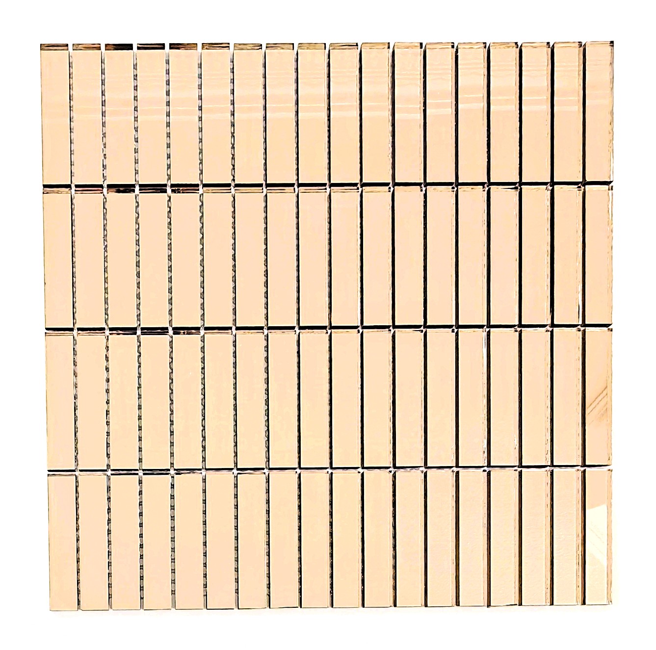 Mutfak tezgah arası ve iç dekorasyon için 15x73mm. Bronz Gerçek Ayna 30x30cm. Kitkat Fileli Ayna Mozaik.