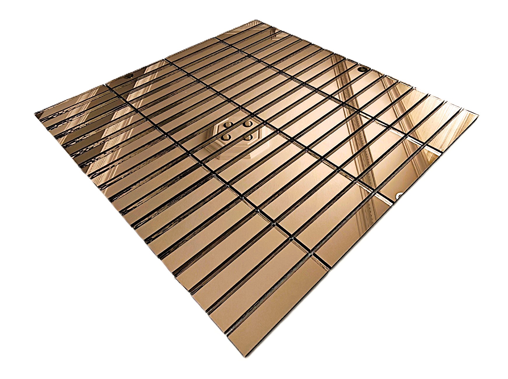 Mutfak tezgah arası ve iç dekorasyon için 15x73mm. Bronz Gerçek Ayna 30x30cm. Kitkat Fileli Ayna Mozaik.