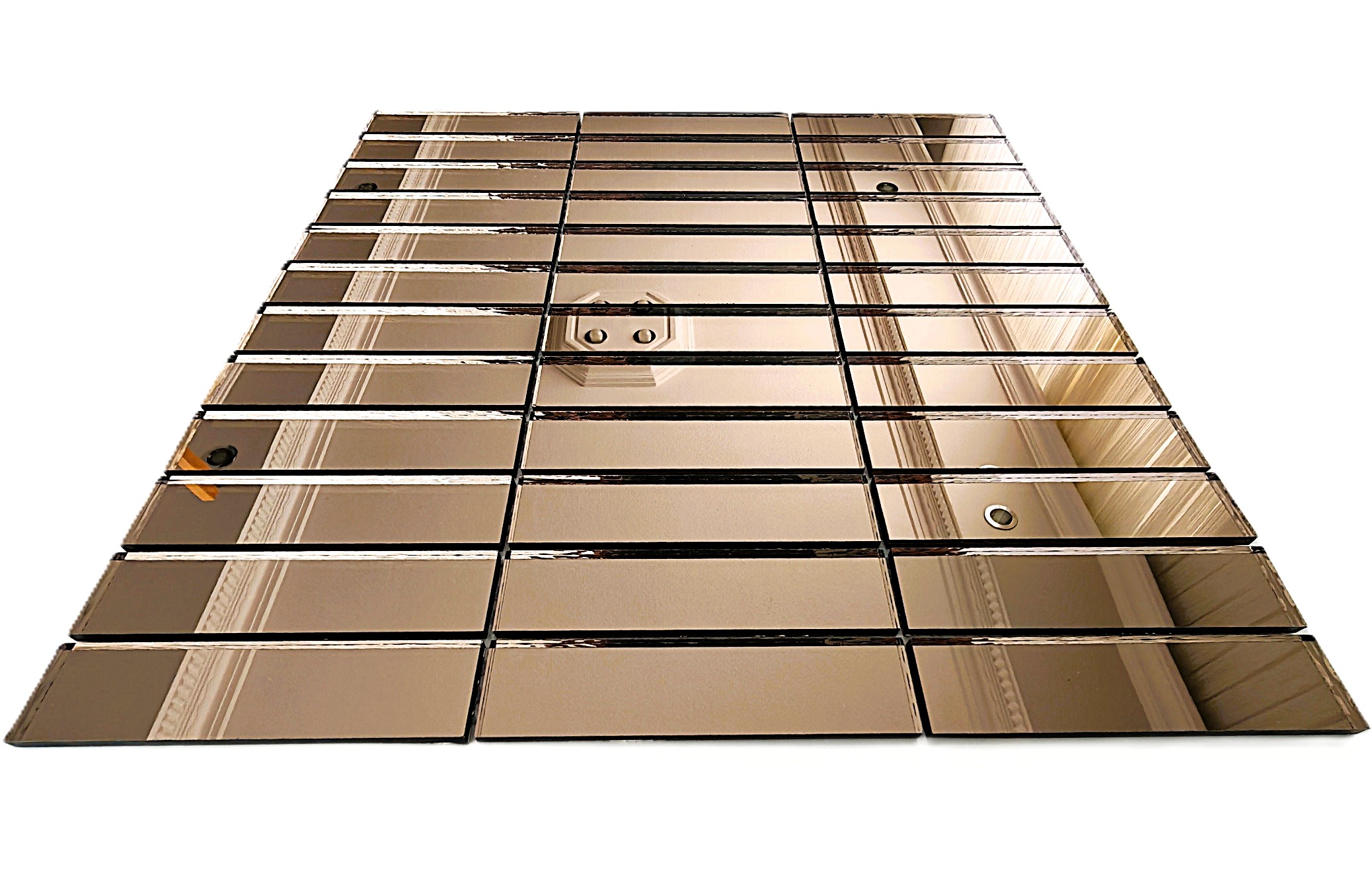 Mutfak tezgah arası ve iç dekorasyon için 23x98 Bronz Gerçek Ayna.30x30cm. Fileli  Kitkat Ayna Mozaik.