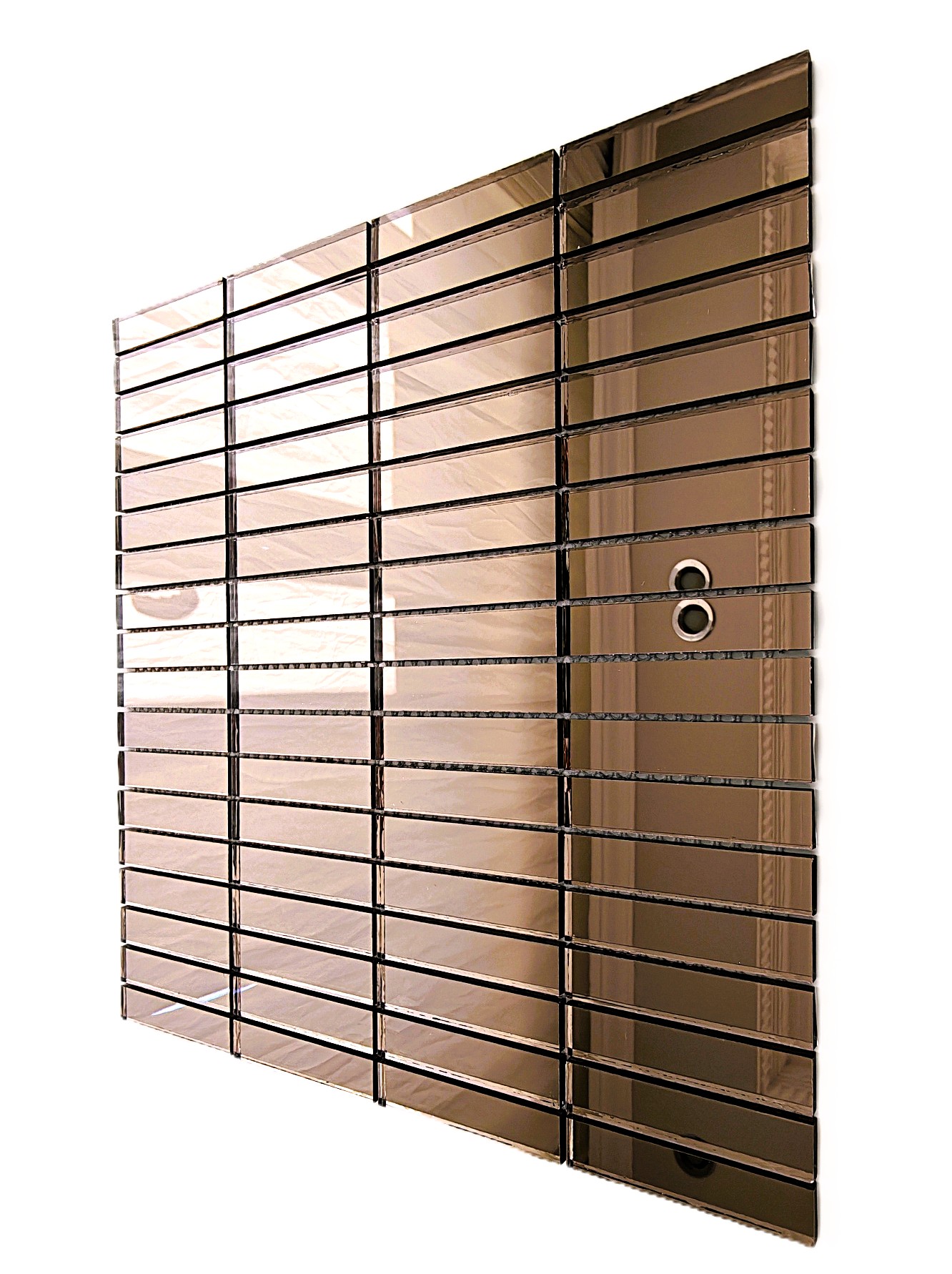 Mutfak tezgah arası ve iç dekorasyon için 15x73mm. Bronz Gerçek Ayna 30x30cm. Kitkat Fileli Ayna Mozaik.