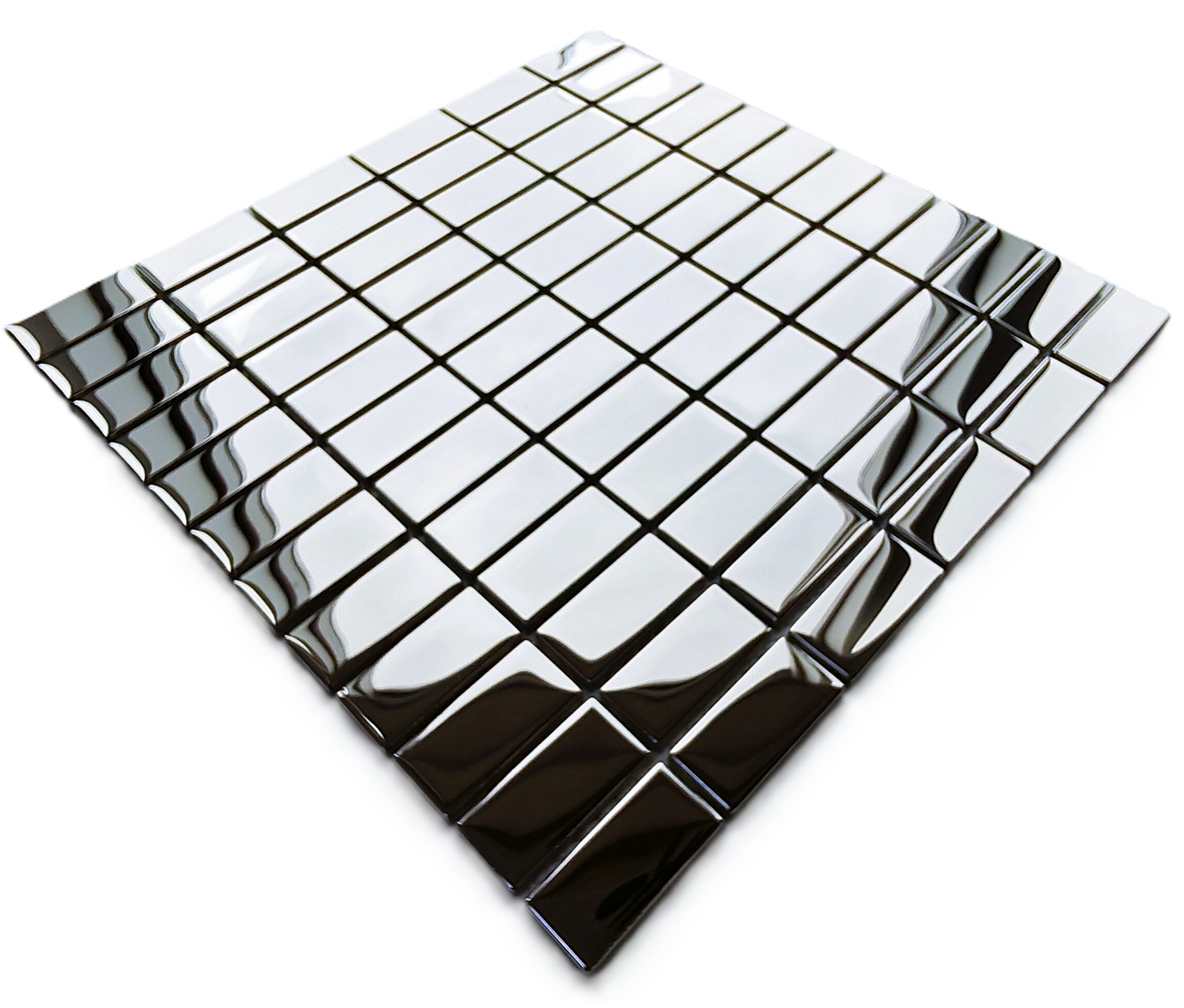 Mutfak tezgah arası ve iç dekorasyon için, 23x48x6mm. İnox 30x30cm. Fileli Kristal Cam Mozaik