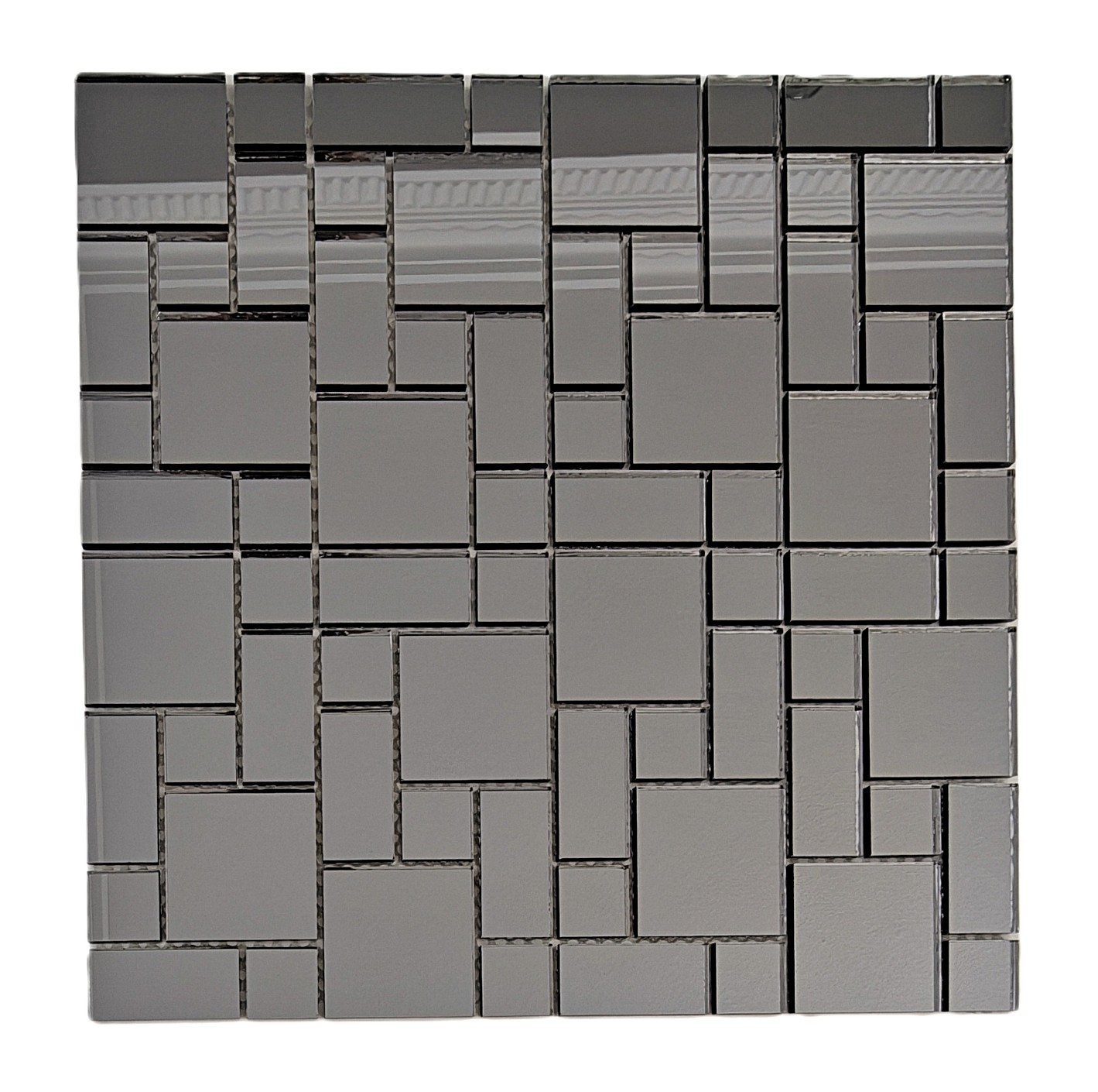 Mutfak tezgah arası ve iç dekorasyon için Füme Gerçek  Ayna Mix.30x30cm. Fileli Ayna Mozaik.