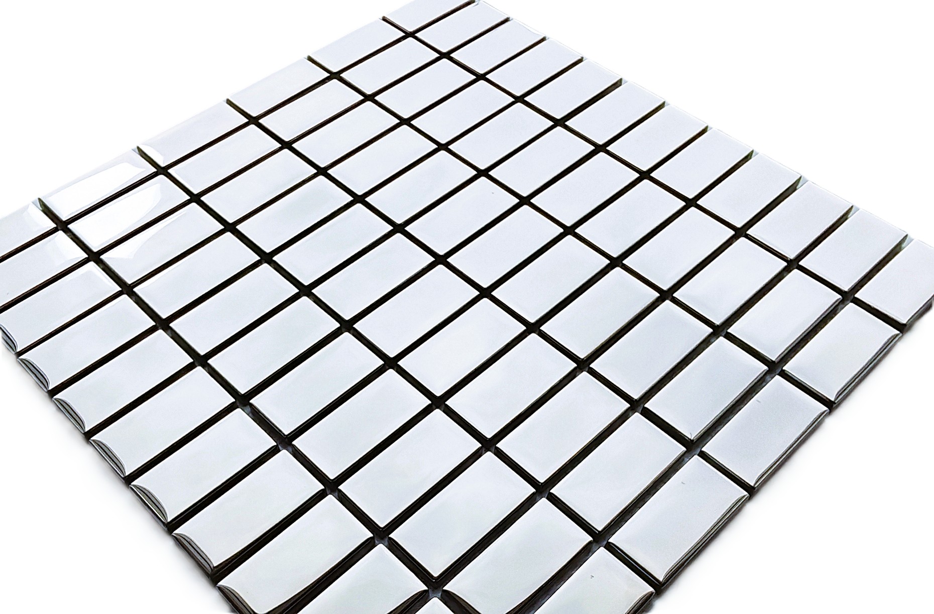 Mutfak tezgah arası ve iç dekorasyon için, 23x48x6mm. İnox 30x30cm. Fileli Kristal Cam Mozaik