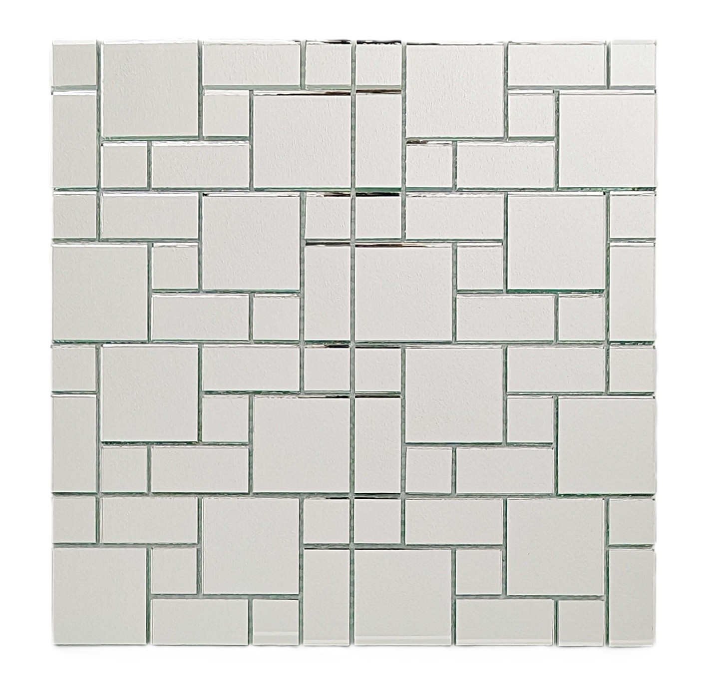Mutfak tezgah arası ve iç dekorasyon için Renksiz Gerçek Ayna Mix.30x30cm. Fileli Ayna Mozaik.