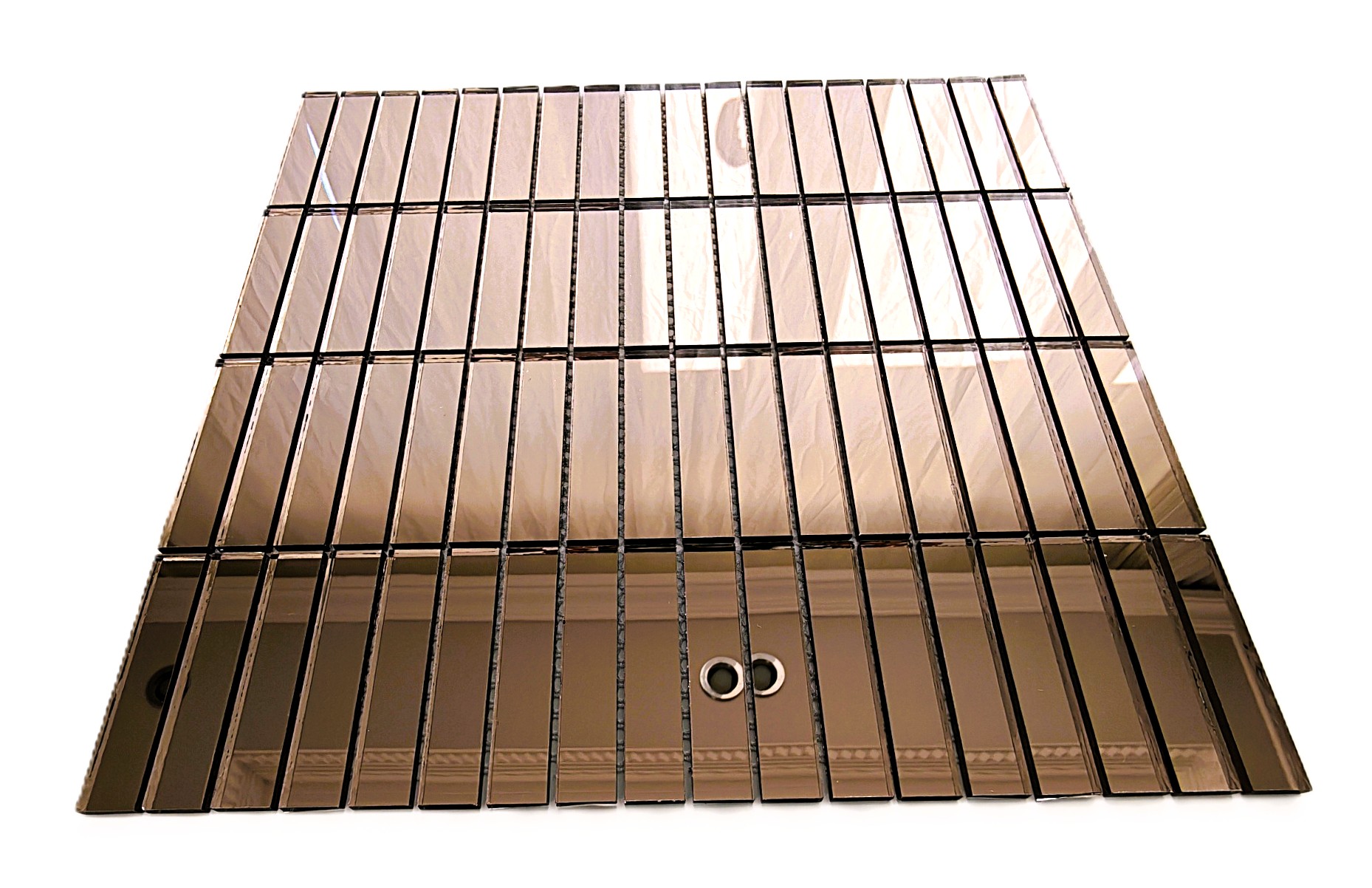 Mutfak tezgah arası ve iç dekorasyon için 15x73mm. Bronz Gerçek Ayna 30x30cm. Kitkat Fileli Ayna Mozaik.
