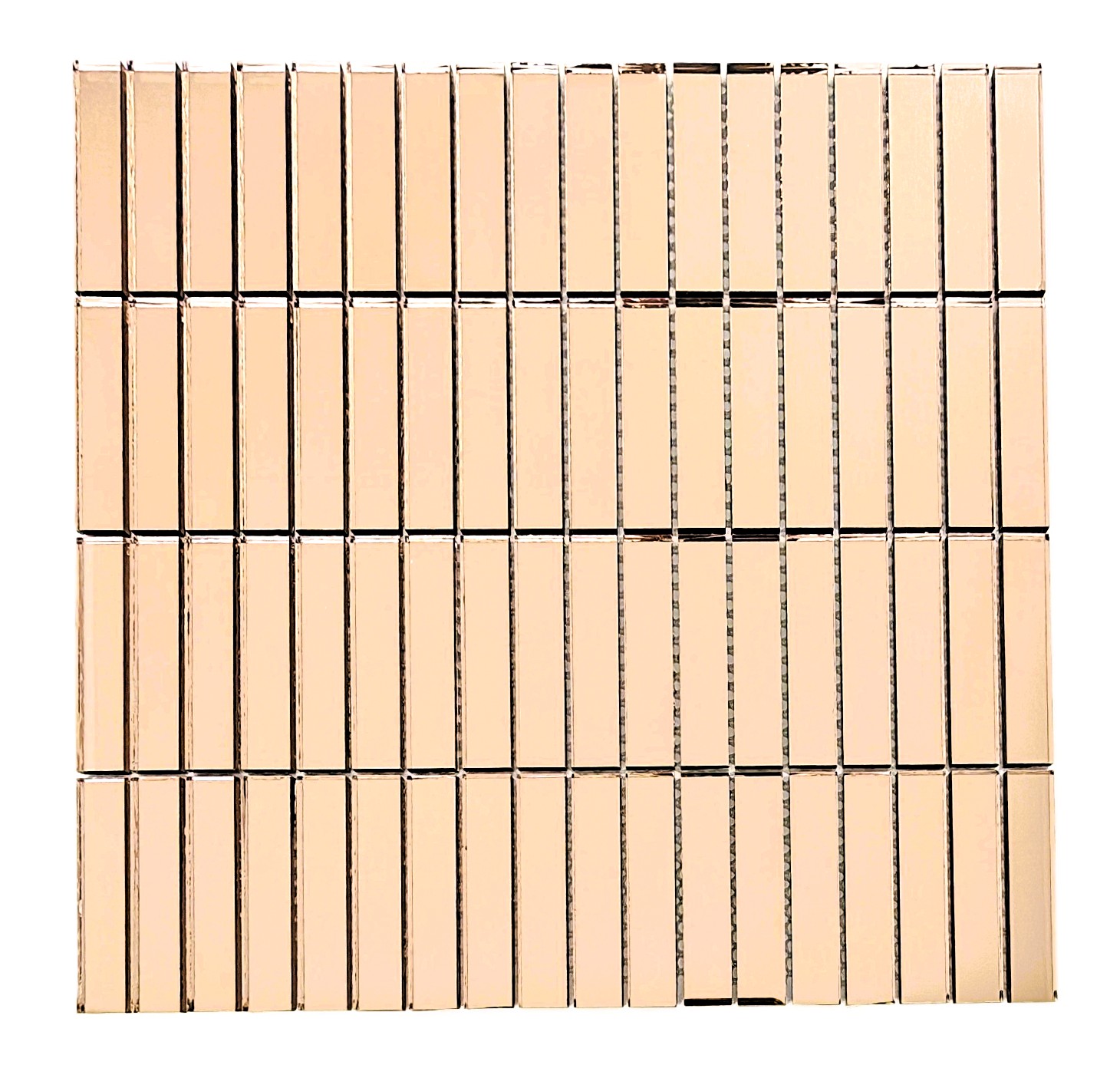 Mutfak tezgah arası ve iç dekorasyon için 15x73mm. Bronz Gerçek Ayna 30x30cm. Kitkat Fileli Ayna Mozaik.