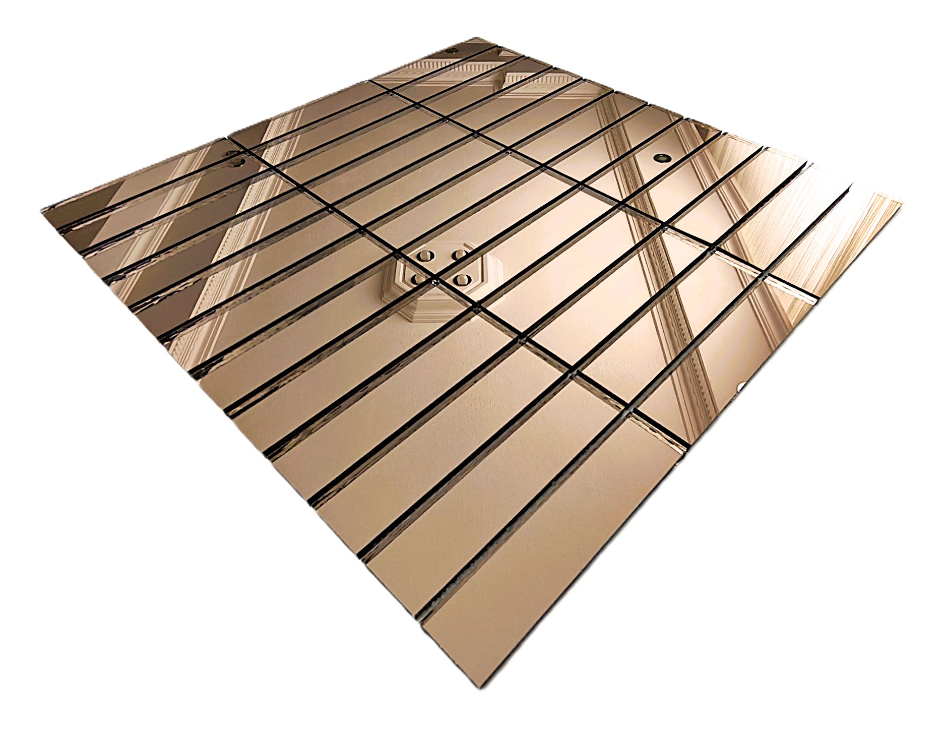 Mutfak tezgah arası ve iç dekorasyon için 23x98 Bronz Gerçek Ayna.30x30cm. Fileli  Kitkat Ayna Mozaik.