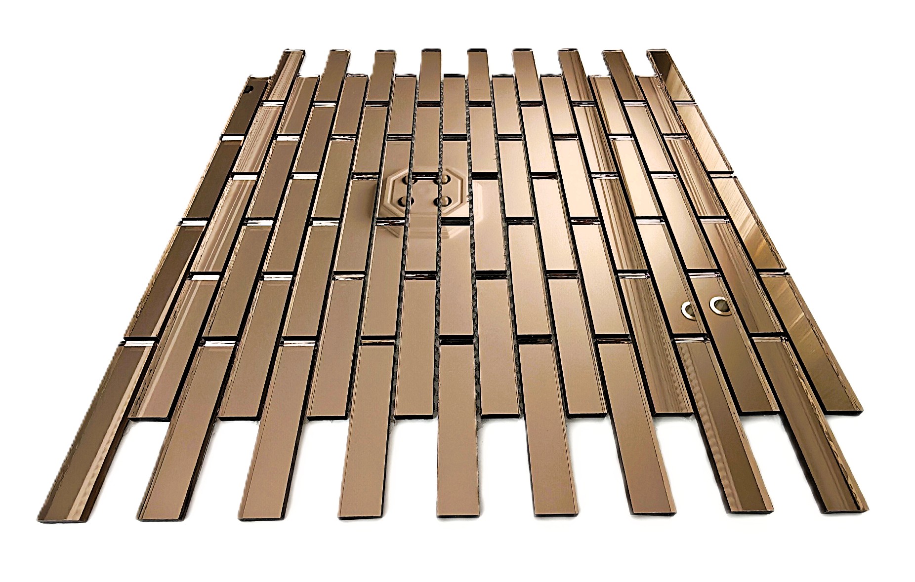 Mutfak tezgah arası ve iç dekorasyon için 15x73mm. Bronz Gerçek Ayna 30x30cm. Kitkat Fileli Ayna Mozaik.