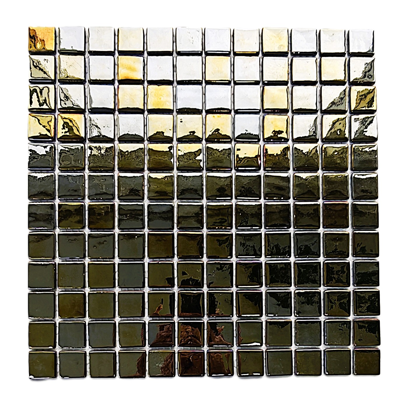 Tüm yüzeyler için 2.5x2.5cm. Lüster Gold Black , 31,5x31,5cm. Fileli Cam Mozaik. 