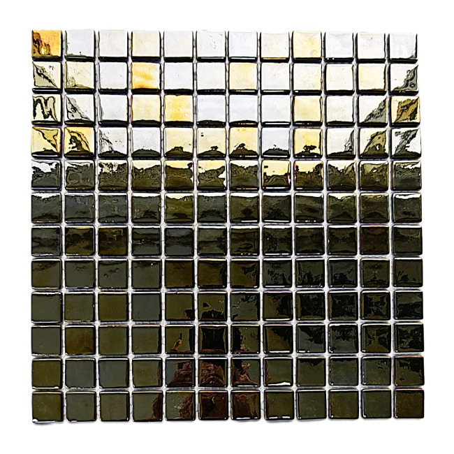 Tüm yüzeyler için 2.5x2.5cm. Lüster Gold Black , 31,5x31,5cm. Fileli Cam Mozaik. 