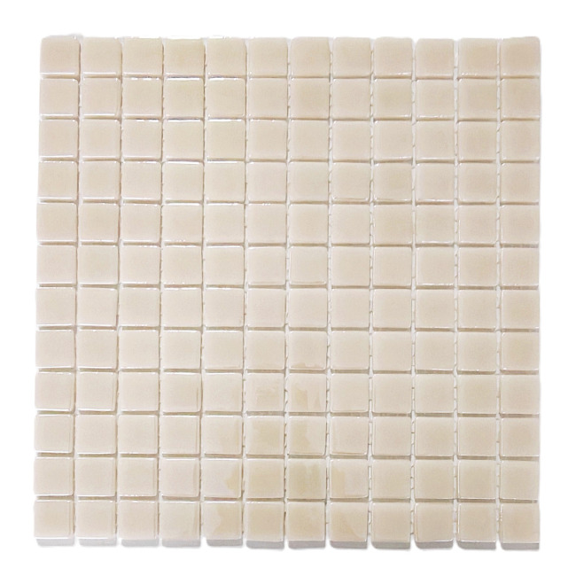 Mutfak tezgah arası, Havuz, Banyo, Sauna, Spa, iç , dış, zemin, duvar, kaplama ve dekorasyon uygulamalarında tüm yüzeyler için, 2.5x2.5cm. Kum Beji 31.5x31.5cm. Fileli Cam Mozaik.
