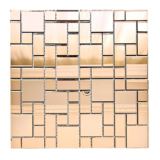 Mutfak tezgah arası ve iç dekorasyon için Bronz Gerçek Ayna Mix.30x30cm. Fileli Ayna Mozaik.