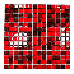 İç mekan kaplama dekorasyon uygulamaları  ve hobi çalışmaları için 20x20mm. Kırmızı Varak, 30x30cm. Fileli Kristal Mozaik. 