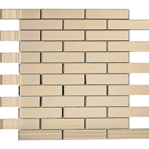 Mutfak tezgah arası ve iç dekorasyon için 23x98 Bronz Gerçek Ayna.30x30cm. T.D. Fileli  Ayna Mozaik.