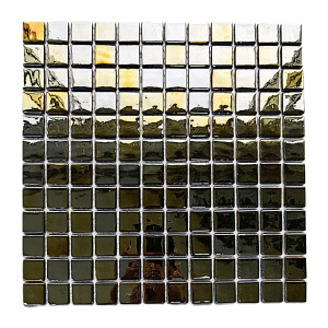 Tüm yüzeyler için 2.5x2.5cm. Lüster Gold Black , 31,5x31,5cm. Fileli Cam Mozaik. 