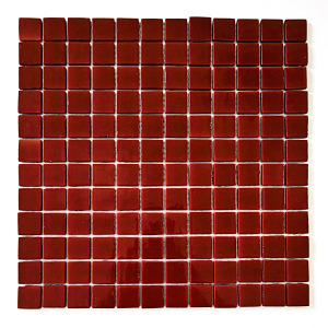  Tüm Yüzeyler Için 2,5x2,5cm. Bordo Kremit, 31,5X31,5cm. Fileli, Klasik Cam Mozaik.