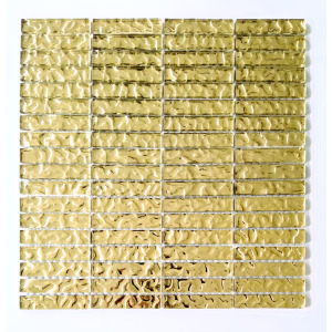 Mutfak Tezgah Arası ve Iç Dekorasyonda tüm yüzeyler için 15x73 Desenli Altın, 30x30 cm. Fileli Kristal Mozaik. 