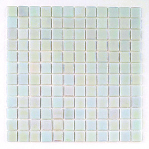 Mutfak, Banyo, Havuz, Sauna, Spa ve Yaşam alanlarının tüm yüzeyleri için 25x25 mm Lüsterli ( Hologramlı ) Beyaz, 31.5x31.5 cm Fileli Cam Mozaik