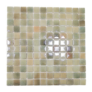 Mutfak tezgah arası, Banyo, Havuz, Sauna, Spa ve Tüm Yüzeyler için 25x25mm. Sedefli Adaçayı Şampanya 31.5X31.5cm. Fileli Cam Mozaik