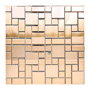 Mutfak tezgah arası ve iç dekorasyon için Bronz Gerçek Ayna Mix.30x30cm. Fileli Ayna Mozaik.