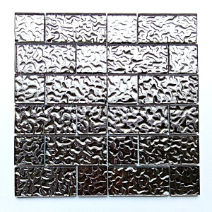 Mutfak Tezgah Arası ve Iç Dekorasyon Için Desenli Gümüş Krom Mix. 30x30cm. Fileli Kristal Mozaik.