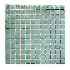 Mutfak tezgah arası, Banyo, Havuz, Sauna, Spa ve Yaşam Alanlarının Tüm Yüzeyleri Için, 25x25 mm Parlak Yeşil  31.5x31.5 cm Fileli Cam Mozaik 