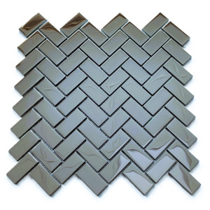 Mutfak Tezgah Arası Ve Iç Dekorasyon Için 23x48x4mm. Gümüş Krom, Fileli Kristal Cam Seramik. 